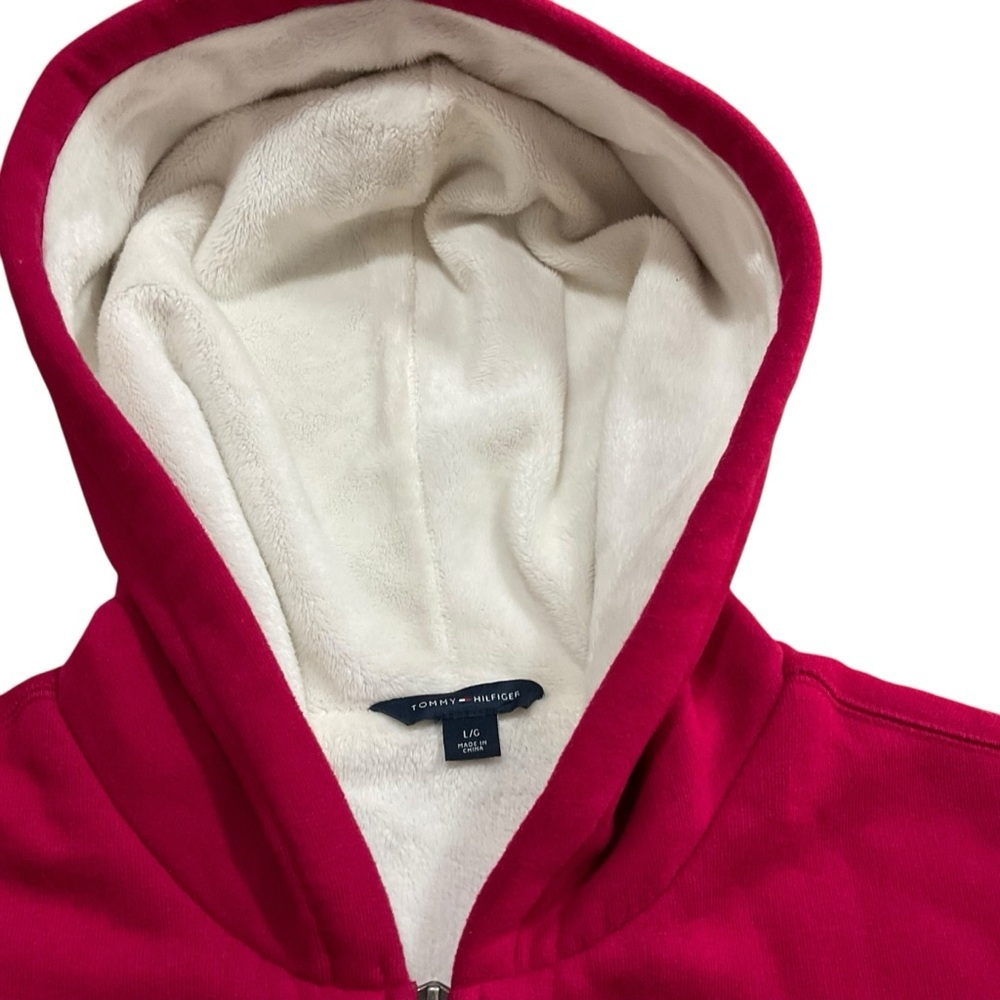 Tommy Hilfiger Merlot Sherpa Lined Full Zip Hoodie size Large - Picture 5 of 12